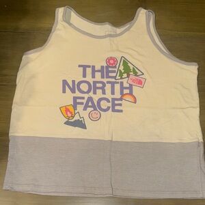 The North Face Kids' Cream and Gray Tank Top kids size large 14/16